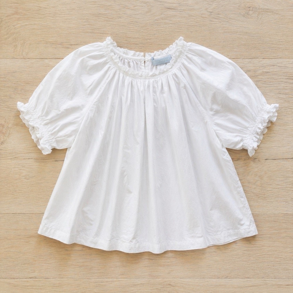 Hill House Home Kit Top White Ruffle Collar Puff Sleeve Blouse $150